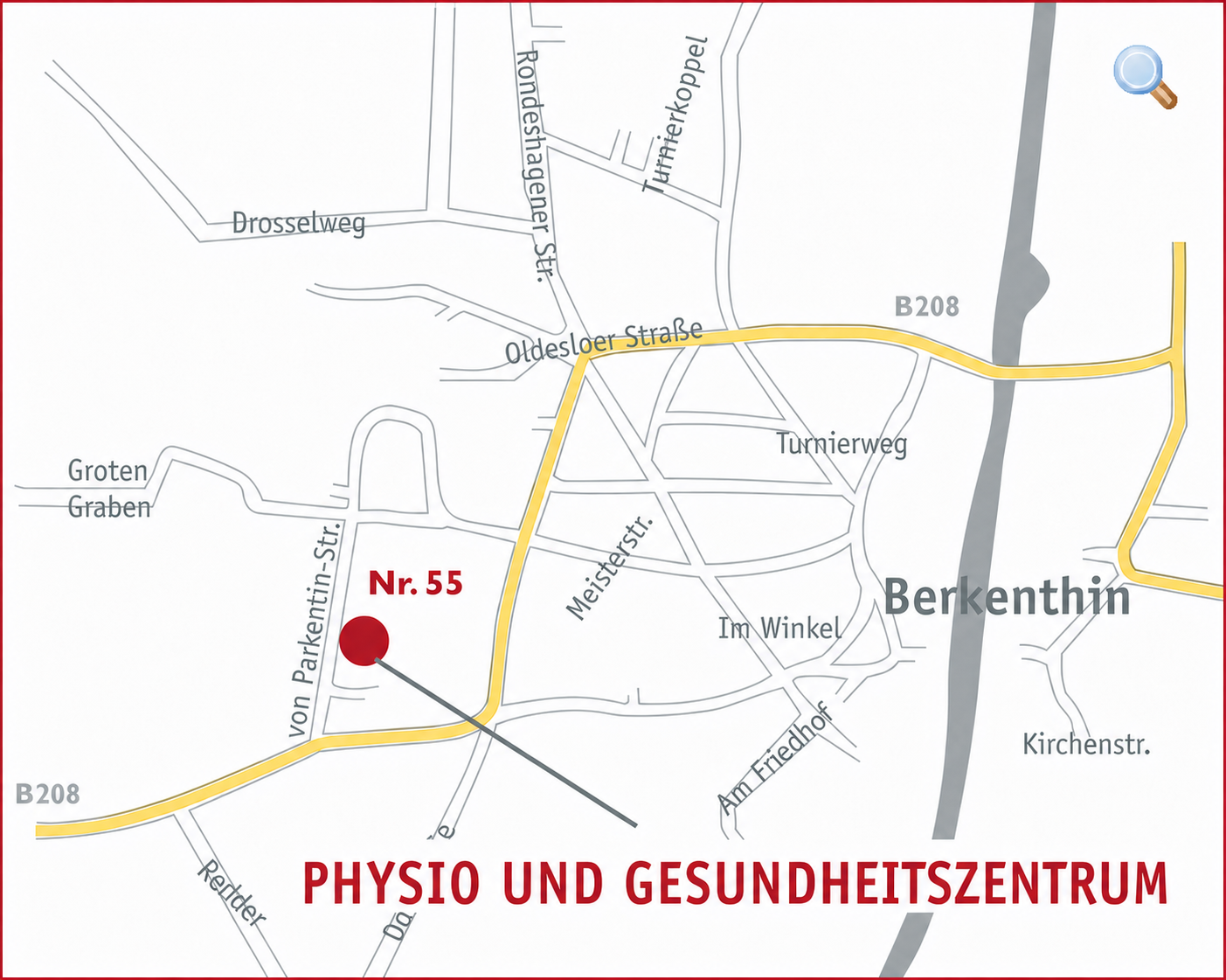 Anfahrtsskizze zu Physio und Gesundheitszentrum